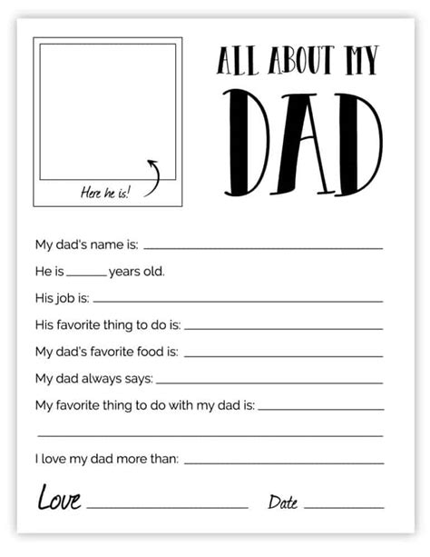 All About My Dad Printable Pdf